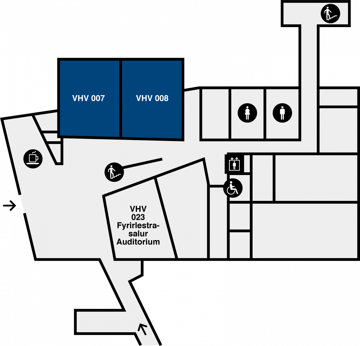 Yfirlitsmynd af Veröld, húsi Vigdísar: kjallari