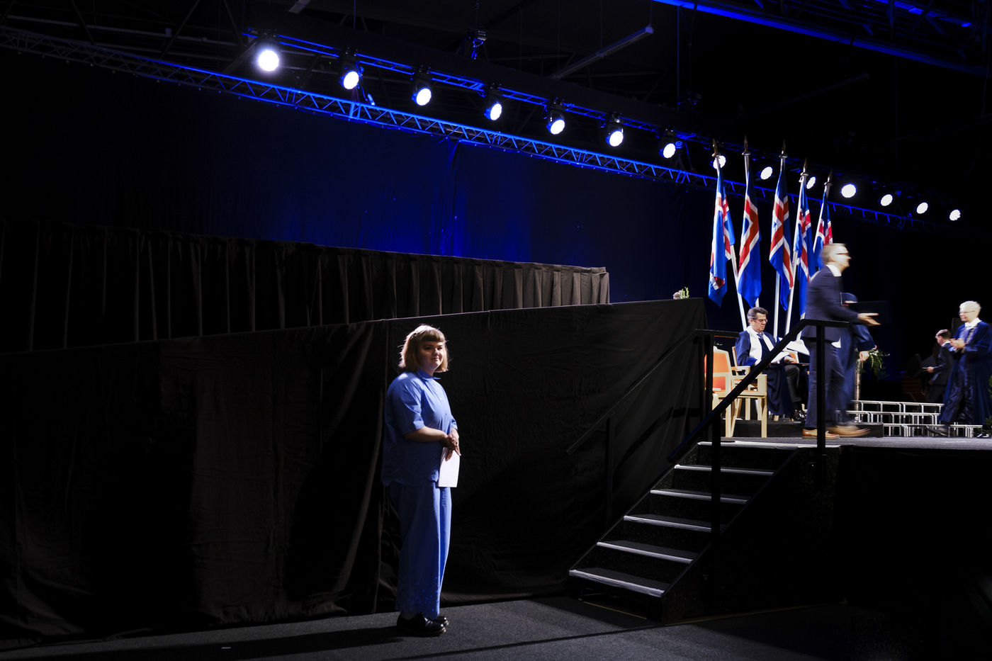 Sara Þöll Finnbogadóttir áður en hún stígur á svið