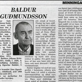 Úr minningargreinum um Baldur, en hann lést árið 1999.