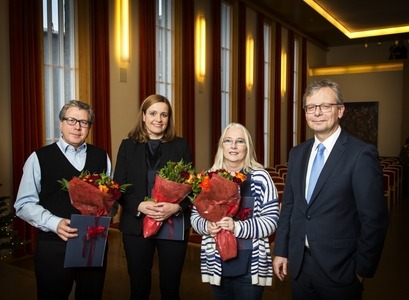Hannes Jónsson, Urðu Njarðvík, Elva Ellertsdóttir og Jón Atli Benediktsson, rektor Háskóla Íslands.
